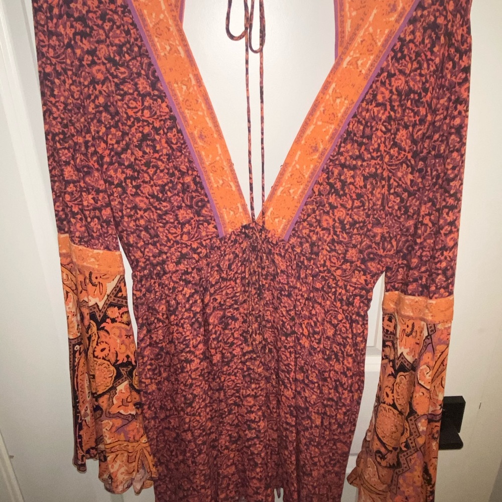 free people backless romper with bell sleeves